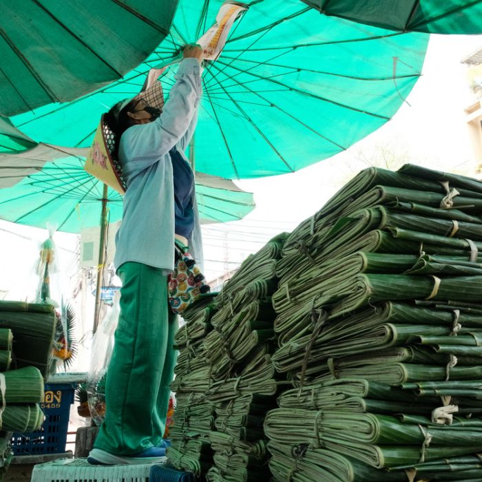 vendeuse de feuilles de bananier - Thaïlande